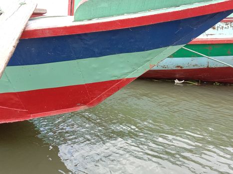 colorful boat on river for travel and fishing
