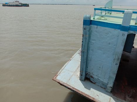 colorful boat on river for travel and fishing