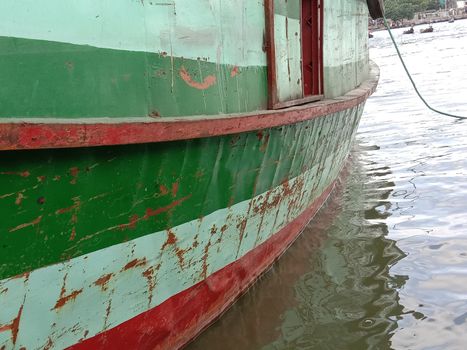 colorful boat on river for travel and fishing