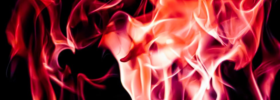 Red fire flames as nature element and abstract background, minimal design