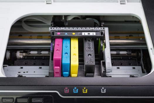 An ink cartridge or inkjet cartridge is a component of an inkjet printer that contains the ink four color