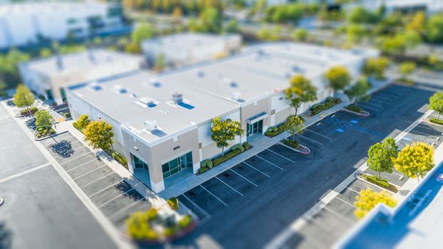 Aerial View of Commercial Buildings With Tilt-Shift Blur.