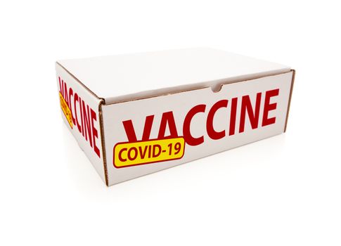 Coronavirus COVID-19 Vaccine Shipping Box Isolated on White.