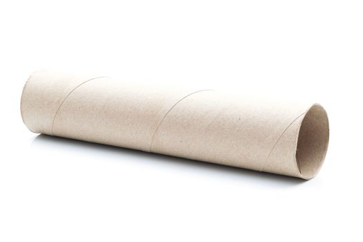 Tissue paper core on a white background