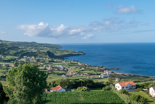 Walk on the Azores archipelago. Discovery of the island of Faial, Azores. Portugal. Europe.