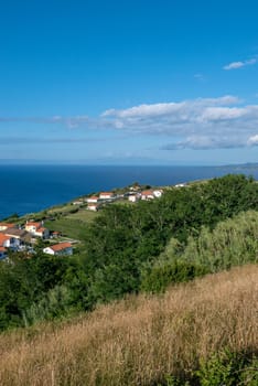 Walk on the Azores archipelago. Discovery of the island of Faial, Azores. Portugal. Europe.