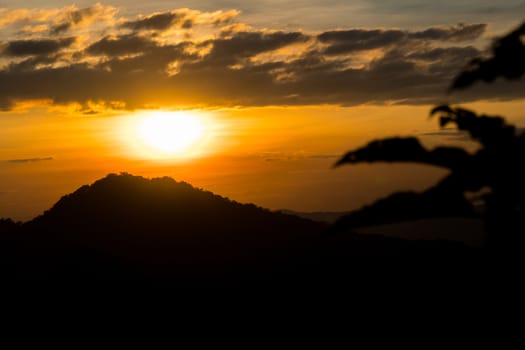 Mountain and sky at sunset