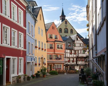 BERNKASTEL, GERMANY - JUNE 18, 2020: Old buildings in the historic city center of Bernkastel on June 18, 2020 in Germany