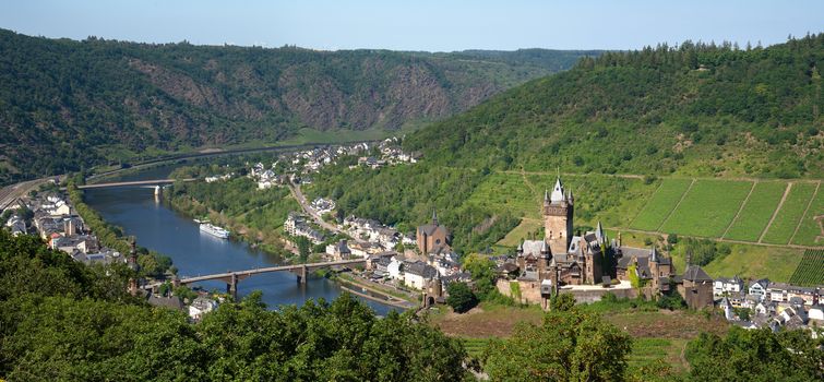 Panoramic image of Cochem with old castle, Germany