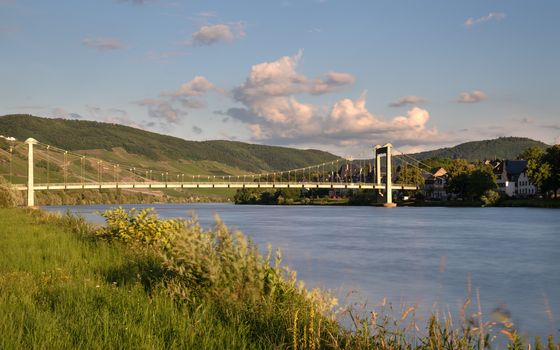 Bridge crossing the Moselle river close to Wehlen, Germany 