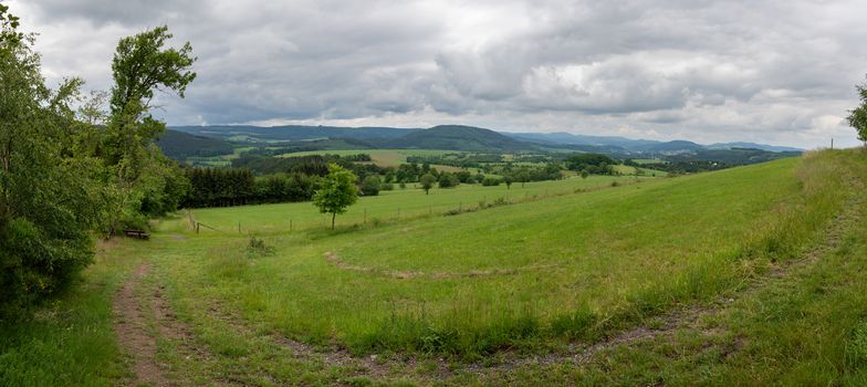 Panoramic image of the landscape close to Winterberg, Sauerland region, Germany