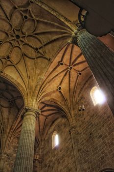 Arches and monumental columns of the church of El Salvador in Caravaca de La Cruz, Murcia, Spain