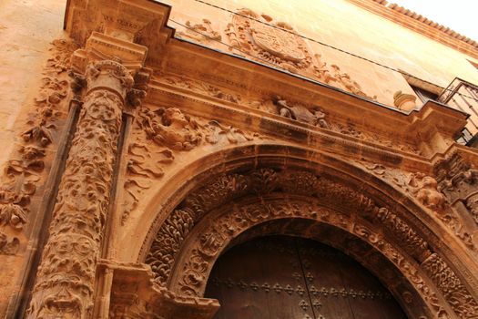 Beautiful and colossal porch in Renaissance house in Alcaraz street, Castile-La Mancha, Spain