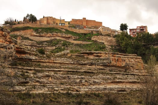 Mountainous landscape of Jorquera village in Castilla la Mancha, Spain