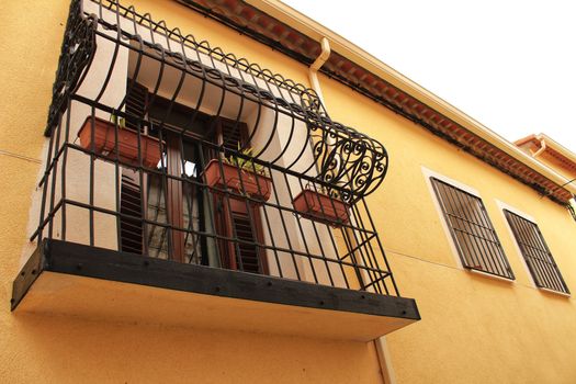 Old stone facades in Jorquera village, Castilla La Mancha, Spain