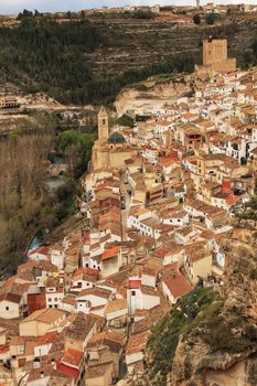 Beautiful Overview of alcalá de Jucar in the morning in Castile-La Mancha, Spain