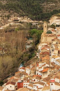 Beautiful Overview of alcalá de Jucar in the morning in Castile-La Mancha, Spain