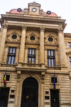 National bank of Romania (Banca Nationala a Romaniei). BNR is the Romanian Central bank. BNR headquarters in Bucharest, Romania, 2020