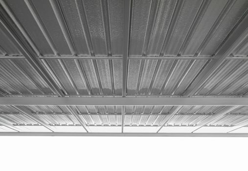 under metal sheet roof corrugated metallic texture surface in new construction