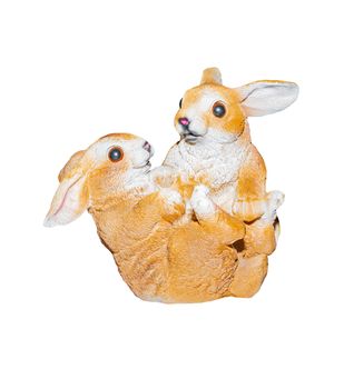 two rabbits stucco isolated on a white background