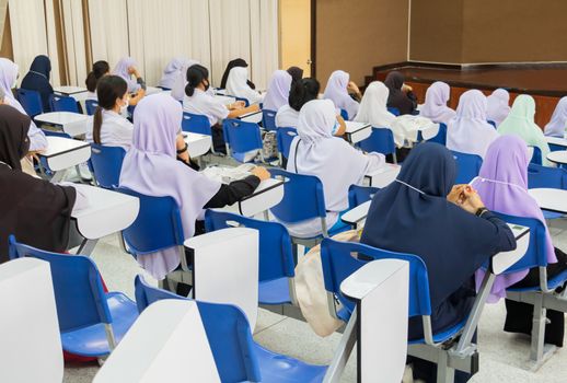 student Muslims in classroom have Social distance protect Coronavirus outbreak