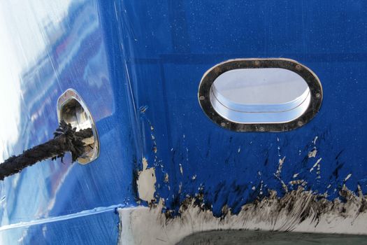 Blue boat on the dock of Santa Pola, Spain