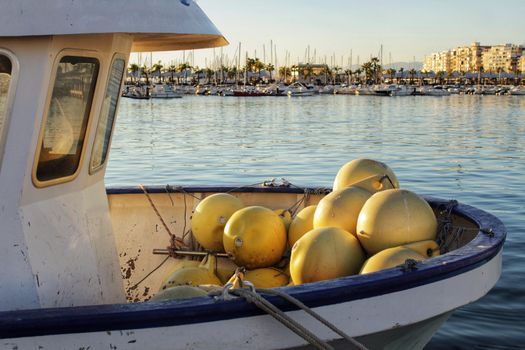 Boats moored in the port of Santa Pola, Alicante. Spain.