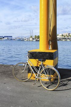 Vintage bicycle by the sea in Spain