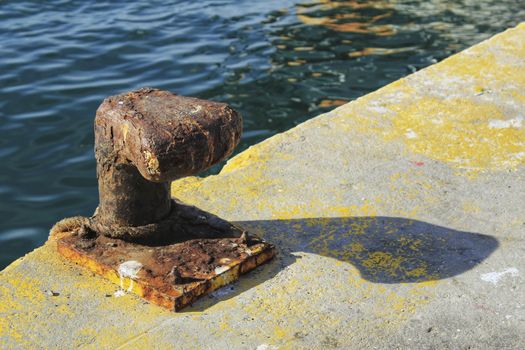 Mooring post at the dock in Santa Pola, Alicante