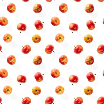 Seamless pattern with ripe apples. Apple seamless pattern on white background. Tropical fruit abstract background.