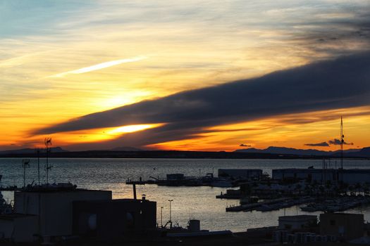 Sunset on the beach in Santa Pola, Alicante, Spain