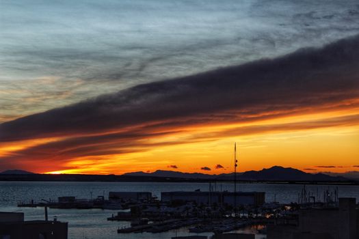 Sunset on the beach in Santa Pola, Alicante, Spain