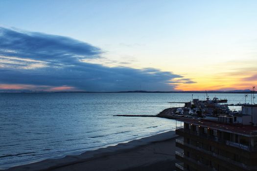 Sunset on the beach in Santa Pola, Alicante, Spain