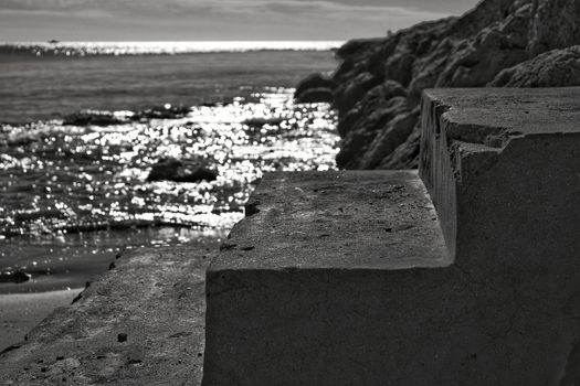 Sunny day on the beach in winter in Santa Pola, Alicante