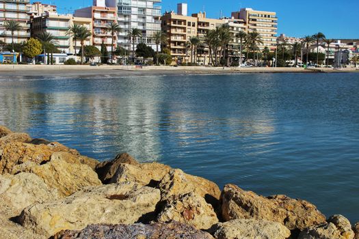 Coastline in a sunny day in Santa Pola in Autumn 