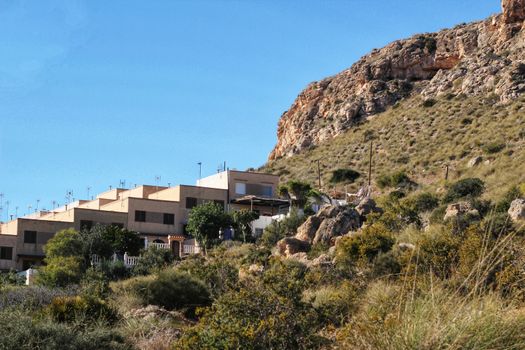 Santa Pola, Spain- January 23, 2018: Landscape of Urbanization on the Alicante Coast under the sun