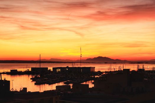 Sunset in Santa Pola, a small fishing village in southern Spain