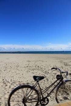 Vintage bicycle on the beach in Santa Pola, Spain