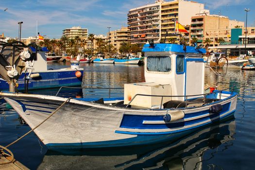 Fishing boats moored in the port of Santa Pola, Alicante