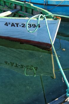Santa Pola, Spain- February 9, 2018: Fishing boats moored in the port of Santa Pola, Alicante