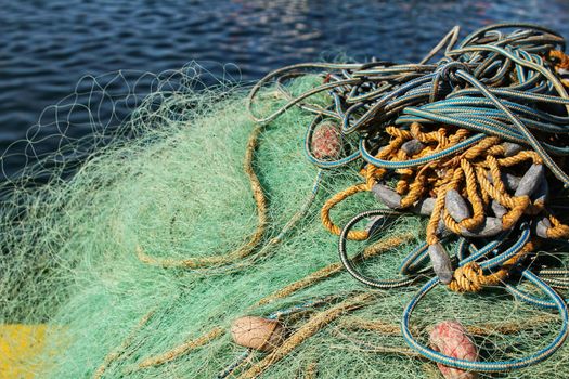 Fishing nets background in the port of Santa Pola, Alicante