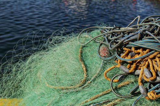 Fishing nets background in the port of Santa Pola, Alicante