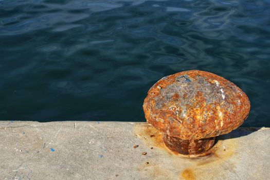 Mooring post at the dock in Santa Pola, Alicante