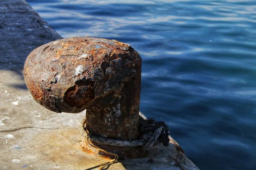 Mooring post at the dock in Santa Pola, Alicante