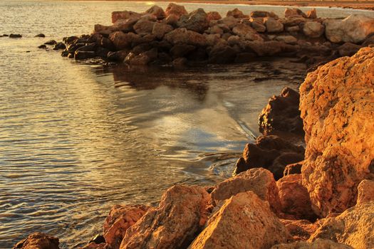 Colorful and Beautiful sky and sea at Sunset in Santa Pola, a small fishing village in southern Spain