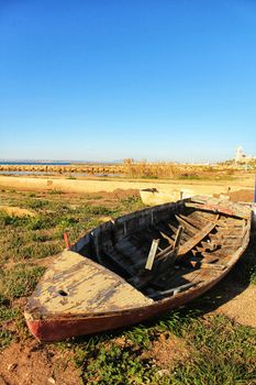 Old abandoned boat on the beach