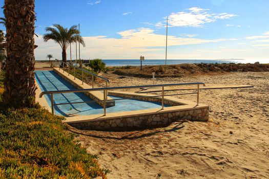 Beach with access for disabled people in southern Spain, Santa Pola, Alicante