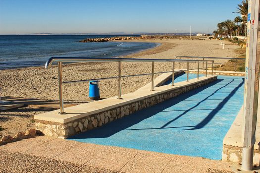 Beach with access for disabled people in southern Spain, Santa Pola, Alicante