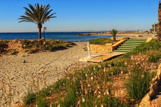 Beach in the morning in Southern Spain, Santa Pola, Alicante