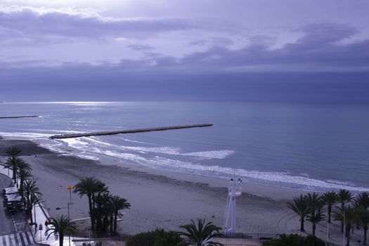 Spectacular and colorful morning in the bay of Santa Pola, Alicante, Spain in autumn